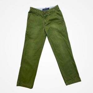 Tommy Hilfiger Boys Olive Green Chino Pants Adjustable Waist Sz 7 Spring Easter